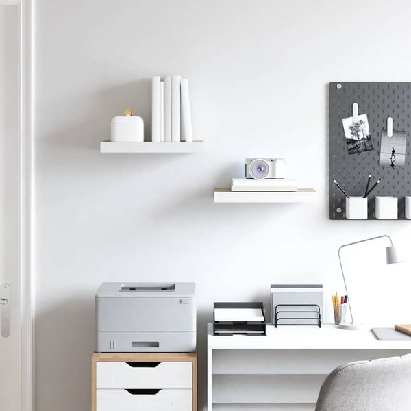 vidaXL 2 db t&ouml;lgysz&iacute;nű &eacute;s feh&eacute;r MDF lebegő fali polc 50 x 23 x 3,8 cm