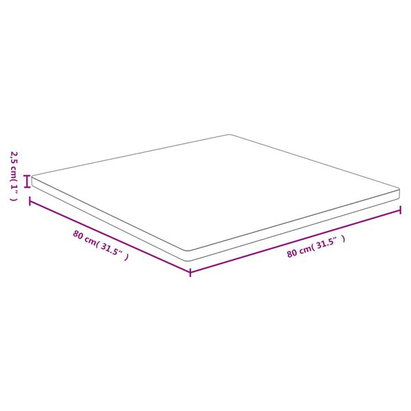 vidaXL bambusz asztallap 80 x 80 x 2,5 cm