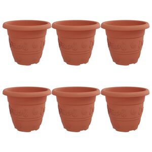 vidaXL Kerek Vir&aacute;gcser&eacute;p 6 pcs T&eacute;gla V&ouml;r&ouml;s &Oslash; 26 x 21,5 cm Műanyag