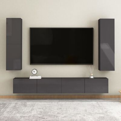vidaXL magasfényű szürke forgácslap TV-szekrény 30,5 x 30 x 110 cm