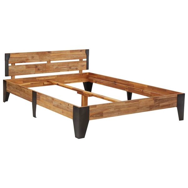 vidaXL fényezett bevonatú tömör akácfa ágykeret 120 x 200 cm