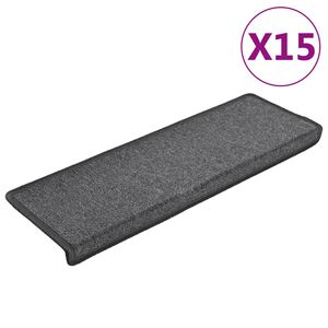 vidaXL 15 db s&ouml;t&eacute;tsz&uuml;rke l&eacute;pcsőszőnyeg, t&eacute;glalap alak&uacute; sz&eacute;llel, 65 x 21 x 4 cm
