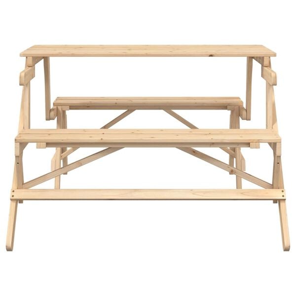 vidaXL 2 az 1-ben &aacute;talak&iacute;that&oacute; t&ouml;m&ouml;r fenyőfa piknikasztal padokkal