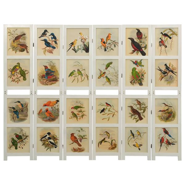 vidaXL 6 paneles feh&eacute;r t&ouml;m&ouml;r cs&aacute;sz&aacute;rfa parav&aacute;n 214 x 165 cm