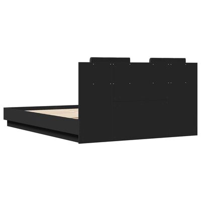 vidaXL fekete szerelt fa ágykeret fejtámlával 150 x 200 cm