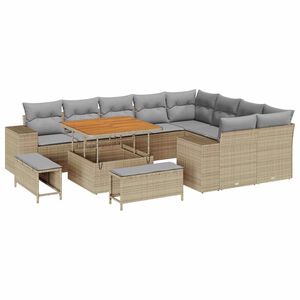 vidaXL Kerti Kanap&eacute; Szett p&aacute;rn&aacute;val 12 pcs Beige &eacute;s Vil&aacute;gossz&uuml;rke