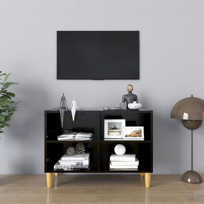 vidaXL fekete TV-szekrény tömör falábakkal 69,5 x 30 x 50 cm