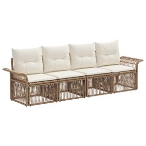 vidaXL Kerti Kanap&eacute; Szett 4 pcs B&eacute;zs polirattan