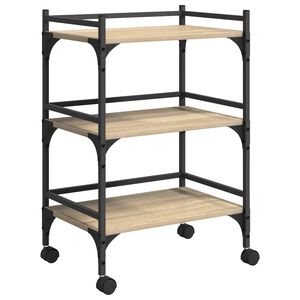 vidaXL Konyhai kocsi Sonoma t&ouml;lgy 50 x 35 x 75,5 cm Szerelt Fa