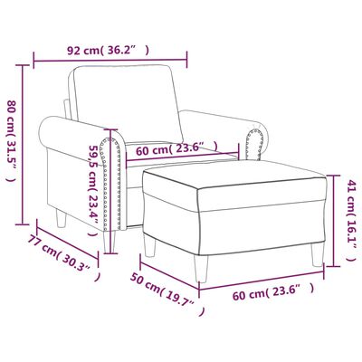 vidaXL sötétszürke bársony kanapéfotel lábtartóval 60 cm
