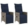 vidaXL 2 db sz&uuml;rke polyrattan d&ouml;nthető kerti sz&eacute;k p&aacute;rn&aacute;kkal