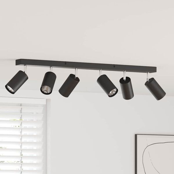 vidaXL Mennyezeti spotl&aacute;mpa f&eacute;nysz&oacute;r&oacute;kkal Fekete 73 x 6 x 16 cm F&eacute;m
