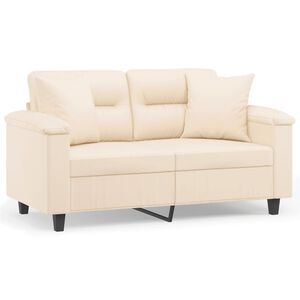 vidaXL 2 szem&eacute;lyes b&eacute;zs mikrosz&aacute;las sz&ouml;vetkanap&eacute; p&aacute;rn&aacute;kkal 120 cm