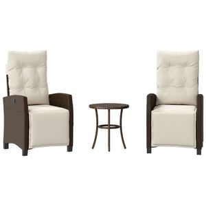 vidaXL 3 r&eacute;szes barna polyrattan bisztr&oacute;garnit&uacute;ra p&aacute;rn&aacute;kkal