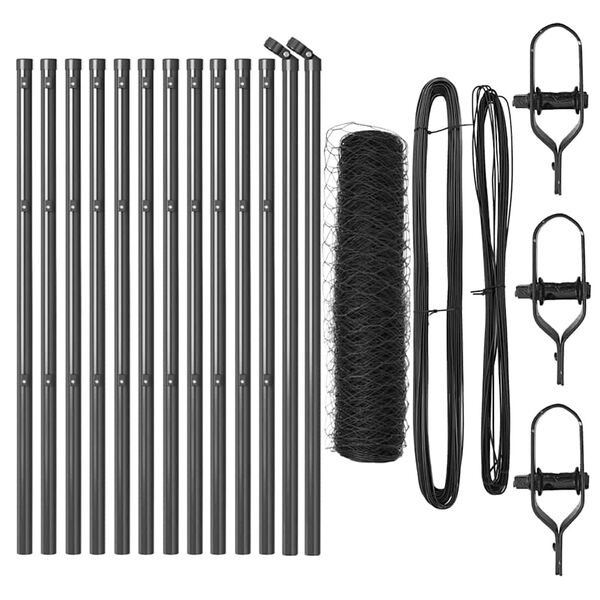 vidaXL Ker&iacute;t&eacute;soszlop Sz&uuml;rke 25 x 0,6 m (36 mm h&aacute;l&oacute;) Ac&eacute;l &eacute;s PVC