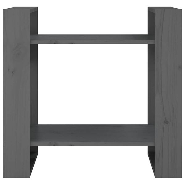 vidaXL szürke tömör fenyőfa könyvszekrény/térelválasztó 60x35x57 cm