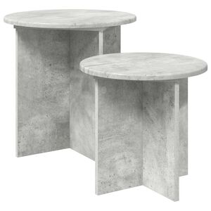vidaXL Kisasztal k&eacute;szlet 2 db Betonsz&uuml;rke &Oslash; 45 x 45 cm M&eacute;rn&ouml;ki fa