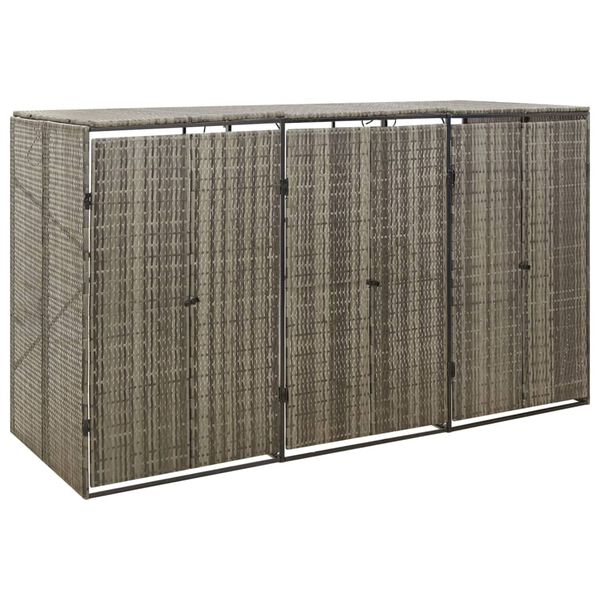 vidaXL sz&uuml;rke polyrattan h&aacute;rmas kerekeskuka t&aacute;rol&oacute;f&eacute;szer 207x80x117 cm