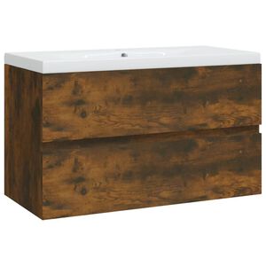 vidaXL f&uuml;st&ouml;s t&ouml;lgy sz&iacute;nű szerelt fa mosd&oacute;szekr&eacute;ny be&eacute;p&iacute;tett mosd&oacute;val