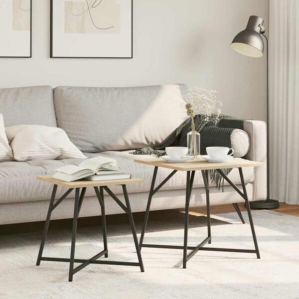 vidaXL Kisasztal k&eacute;szlet 2 pcs Sonoma T&ouml;lgy &eacute;s Fekete