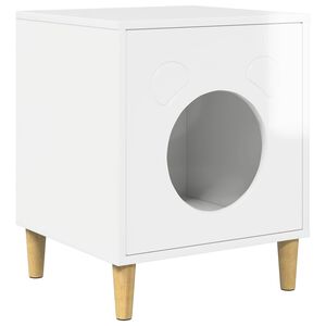 vidaXL Macska H&aacute;z F&eacute;nyes Feh&eacute;r 42,5 x 40 x 53 cm Szerelt Fa