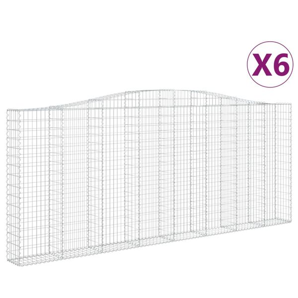 vidaXL 6 db íves horganyzott vas gabion kosár 400x30x160/180 cm