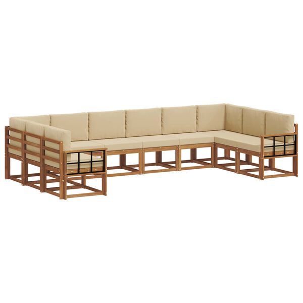 vidaXL K&uuml;lt&eacute;ri kanap&eacute; szett p&aacute;rn&aacute;val 10 pcs Term&eacute;szetes &eacute;s b&eacute;zs