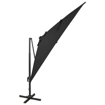 vidaXL fekete konzolos napernyő rúddal és LED-fényekkel 300 cm