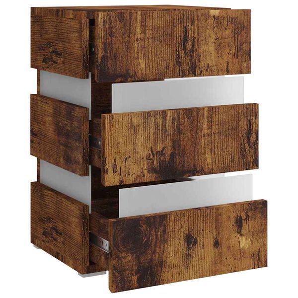 vidaXL f&uuml;st&ouml;s t&ouml;lgy sz&iacute;nű szerelt fa LED-es &eacute;jjeliszekr&eacute;ny 45x35x67 cm