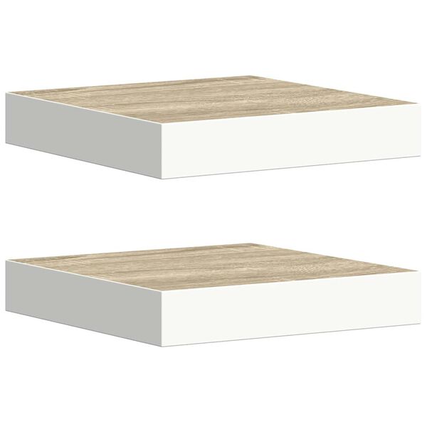 vidaXL 2 db t&ouml;lgysz&iacute;nű &eacute;s feh&eacute;r MDF lebegő fali polc 23x23,5x3,8 cm