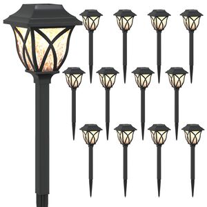 vidaXL K&uuml;lt&eacute;ri napelemes l&aacute;mp&aacute;k talppal 12 db Meleg feh&eacute;r 42 cm PP