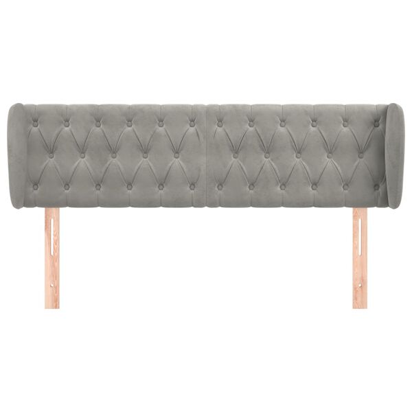 vidaXL világosszürke bársony fejtámla szárnyakkal 163x23x78/88 cm