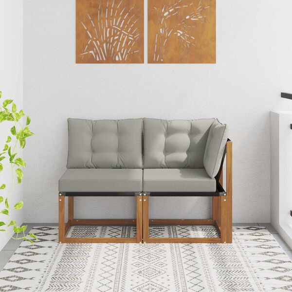 vidaXL K&uuml;lt&eacute;ri k&ouml;z&eacute;pső &eacute;s sarok kanap&eacute; p&aacute;rn&aacute;val 2 Darab Term&eacute;szetes