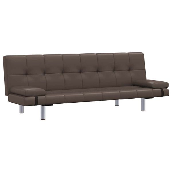 vidaXL barna műbőr kanap&eacute;&aacute;gy k&eacute;t p&aacute;rn&aacute;val