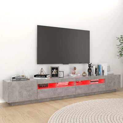 vidaXL betonszürke TV-szekrény LED-lámpákkal 260 x 35 x 40 cm
