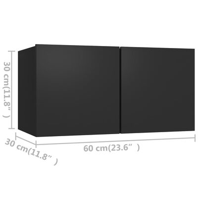 vidaXL 6 részes fekete forgácslap TV-szekrényszett