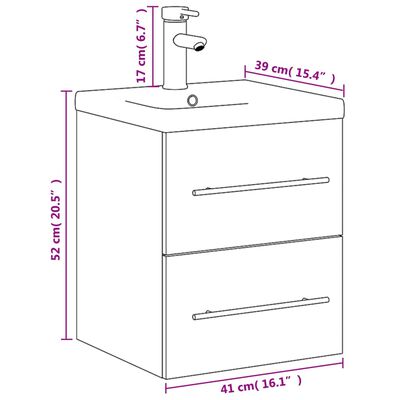 vidaXL sonoma tölgy fürdőszobai mosdószekrény beépített mosdókagylóval