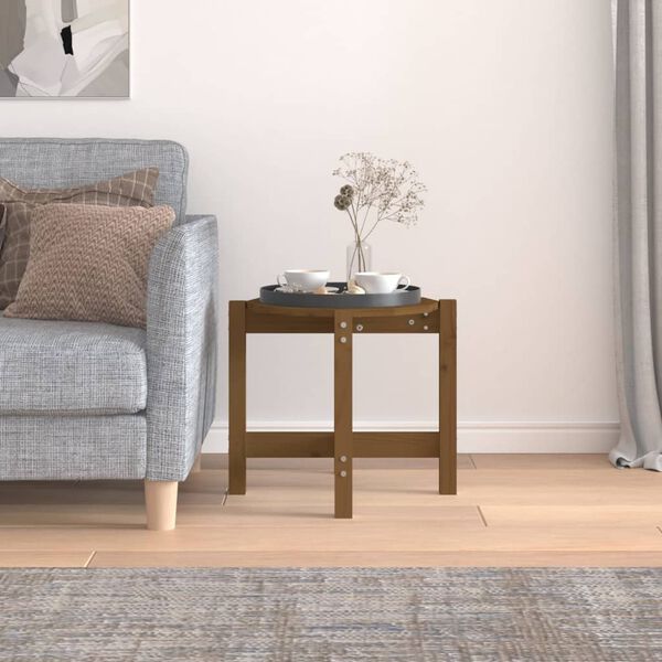 vidaXL m&eacute;zbarna t&ouml;m&ouml;r fenyőfa doh&aacute;nyz&oacute;asztal &Oslash; 52,5 x 45 cm