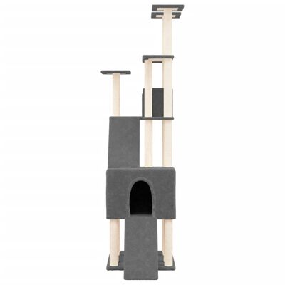 vidaXL sötétszürke macskabútor szizál kaparófákkal 190 cm