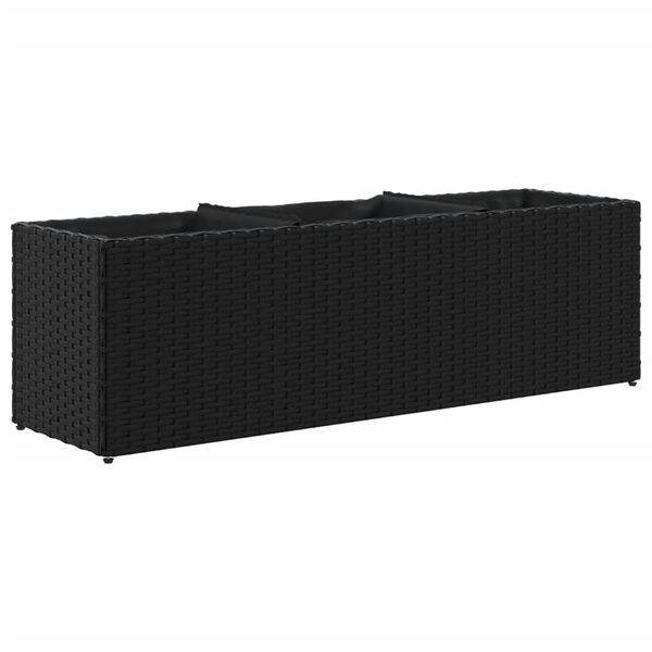 vidaXL fekete polyrattan kerti &uuml;ltetől&aacute;da 3 cser&eacute;ppel 105x30x32 cm