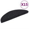 vidaXL 15 db &ouml;ntapad&oacute;s l&eacute;pcsőszőnyeg, 56 x 17 x 3 cm, fekete, f&eacute;lk&ouml;r alak&uacute;
