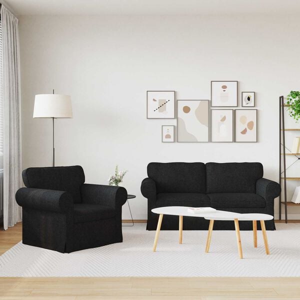vidaXL Kanap&eacute; 2 pcs Fekete 175 x 82 x 80 cm sz&ouml;vet