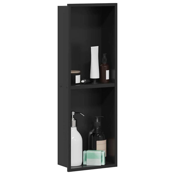 vidaXL Zuhany Niche Fekete 60 x 20 x 9,5 cm Rozsdamentes ac&eacute;l