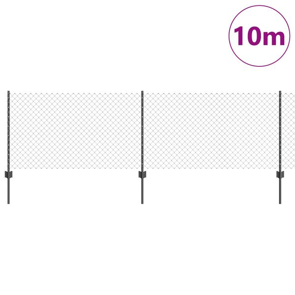 vidaXL Ker&iacute;t&eacute;s oszlopokkal Sz&uuml;rke 0,8 x 10 m Ac&eacute;l &eacute;s PVC