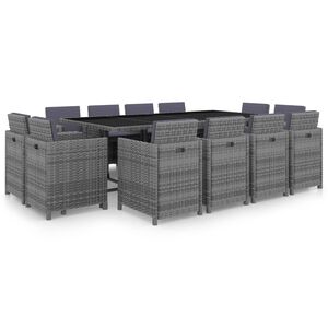 vidaXL 13 r&eacute;szes antracitsz&uuml;rke polyrattan &eacute;tkezőgarnit&uacute;ra p&aacute;rn&aacute;kkal
