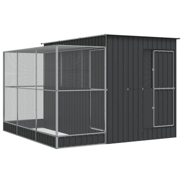 vidaXL ezüst színű acél madárház kiterjesztésekkel 290 x 303 x 216 cm