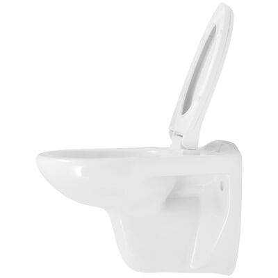 vidaXL fehér fali kerámia WC lágyan csukódó fedéllel