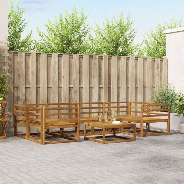 vidaXL K&uuml;lt&eacute;ri kanap&eacute; szett 7 pcs Term&eacute;szetes T&ouml;m&ouml;r Ak&aacute;cfa