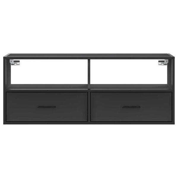 vidaXL fekete szerelt fa &eacute;s f&eacute;m TV-szekr&eacute;ny 100x31x39,5 cm