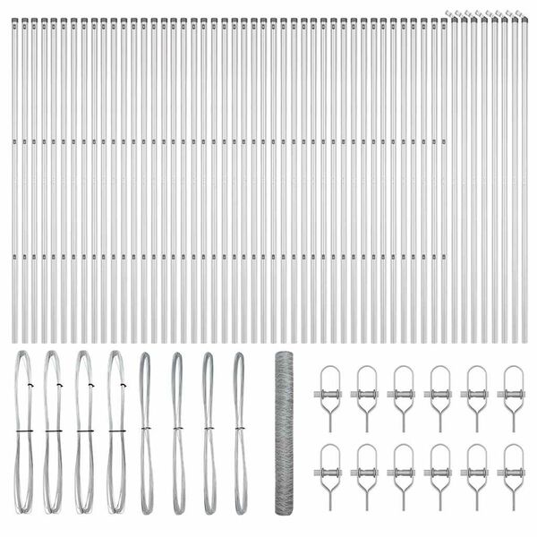 vidaXL Ker&iacute;t&eacute;s oszlopokkal Ez&uuml;st 1.4 x 100 m PVC-bevonatos ac&eacute;l